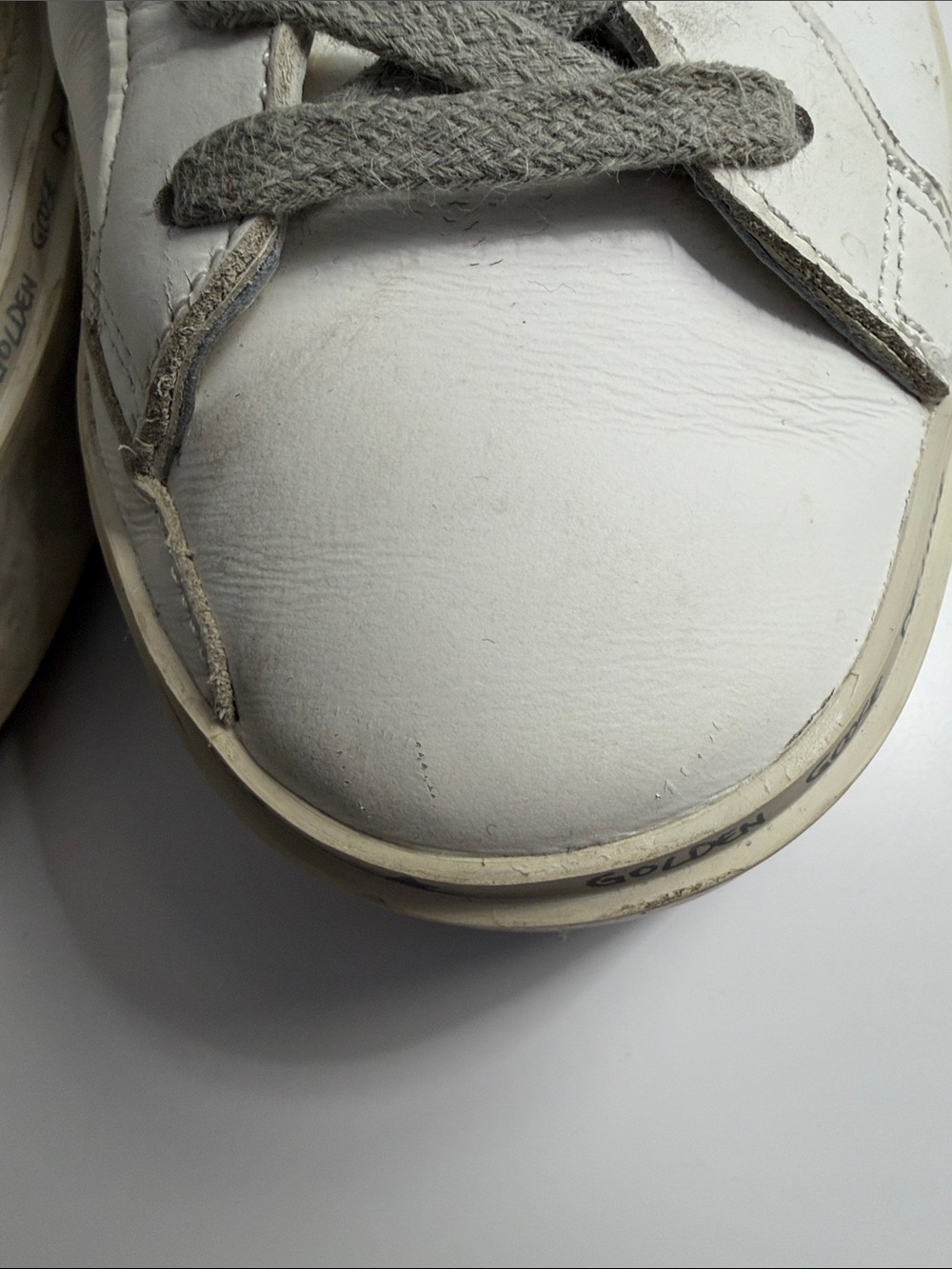 Golden Goose White Leather Hi Star Sneaker with Silver Glitter Star 38 - Picture 7 of 15
